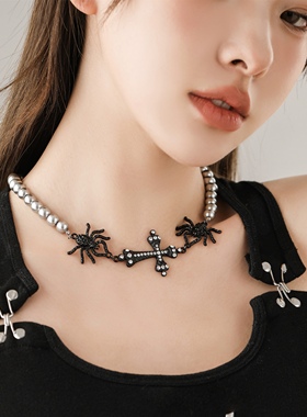 Starfire仿珍珠朋克女锁骨链