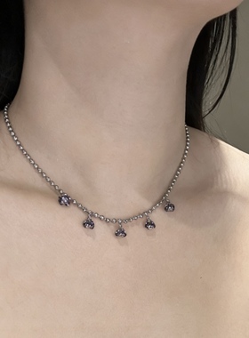 小兰花轻奢银色吊坠锁骨链女款