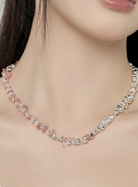 高级设计感不规则碎石项链