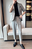 夏季宽松中袖西装外套七分袖格子西服两件套全身A445-TZ051-P200，男装西服套装，电商A445