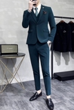 新款十个颜色韩版修身小西装西服套装三件套墨绿色SJT09-P275，男装西服套装，电商A445