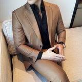 秋冬韩版修身小西装外套一扣时尚休闲西服杏色A445-XZ3611A-P125，男装西服，电商A445