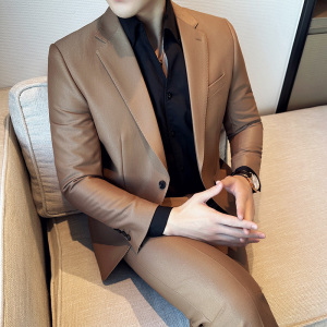 秋冬韩版修身小西装外套 一扣时尚休闲西服杏色A445-XZ3611A-P125图片