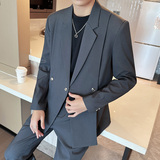 秋季时尚休闲小西装宽松版轻熟风西服外套灰色A445-DK20单西-P145，男装西服套装，电商A445
