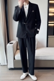 秋季时尚休闲轻熟风西装宽松版西服套装A445-DC19套装-P220，男装西服，电商A445