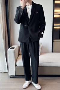 秋季时尚休闲轻熟风西装宽松版西服套装  A445-DC19套装-P220图片