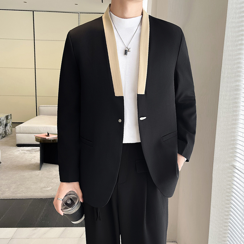 秋季时尚休闲小西装宽松轻熟风个性西服外套A445-DK82单西-P145，男装西服套装，电商A445