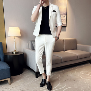 男士七分袖西服套装 修身中袖西装九分裤两件套 A445-TZ8511-P180图片