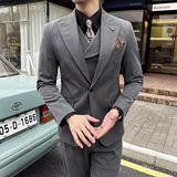 新款七色枪驳领高端西装一扣西服三件套藏青A445-SJT9001-P260，男装西服套装，电商A445