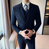秋冬韩版修身小西装两粒扣西服套装三件套咖啡A445-SJT3611B-P250，男装西服，电商A445