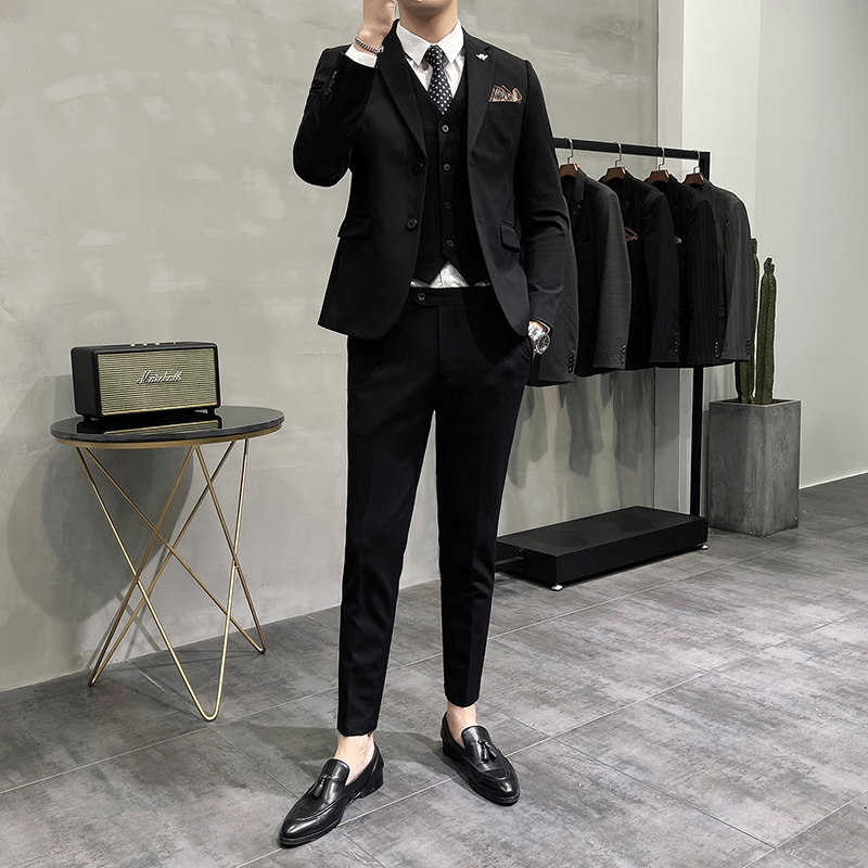 大码不加价韩版小西装修身西服套装结婚礼服三件套SJT71-P225,男装西服套装,电商A445