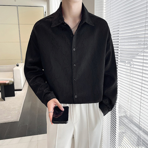 轻熟秋季男士宽松衬衫时尚休闲长袖提花衬衣 A445-DC002-P78图片