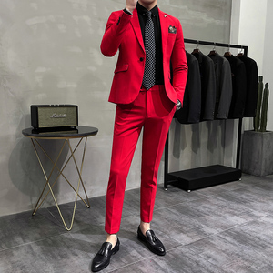 韩版纯色小西装 西服套装 夜店发型师结婚礼服两件套 LJT009-P210图片