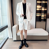 时尚休闲纯色西服套装宽松版西装短裤套装A445-TZ103-P200，男装牛仔裤，电商A445