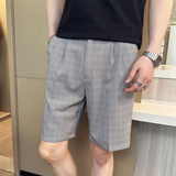 夏季男士宽松五分裤潮流休闲格子西裤直筒短裤A445-DK051-P65，男装牛仔裤，电商A445