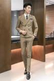 韩版休闲小西装男士修身双排扣西服套装三件套A445-SJT709-P275，男装西服套装，电商A445