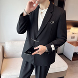 秋季时尚休闲小西装宽松版轻熟风西服外套A445-DC19单西-P145，男装西服，电商A445