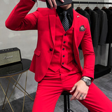 长期做不缺货#韩版小西装西服套装结婚礼服三件套粉SJT009-P275，男装西服套装，电商A445