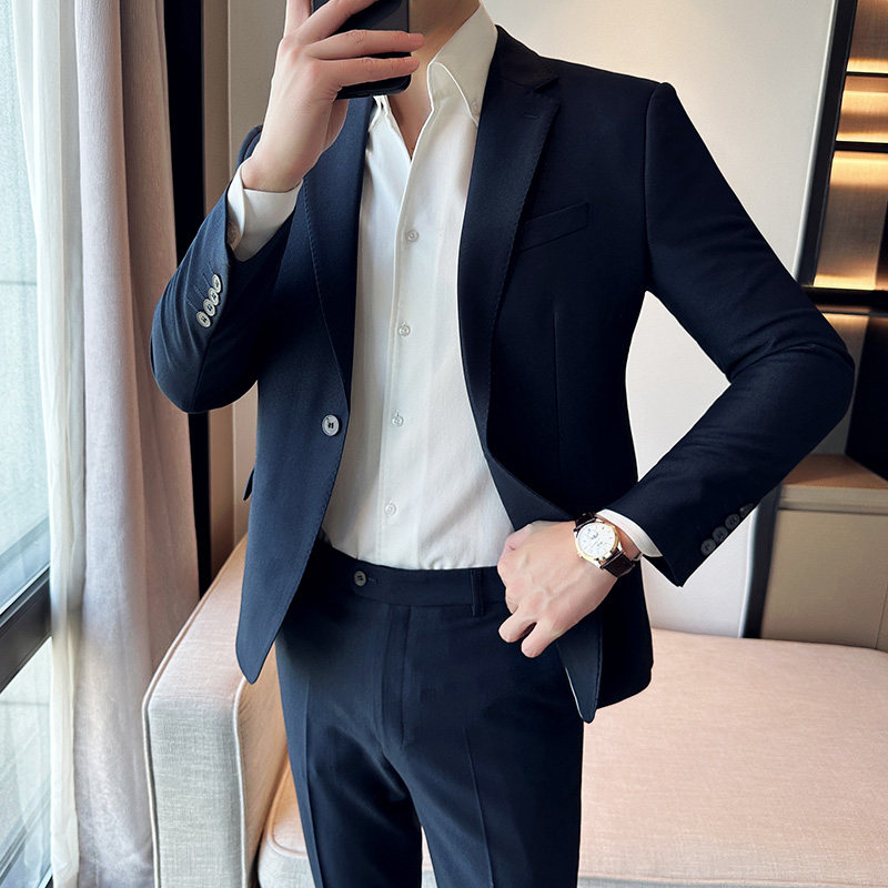 秋冬韩版修身小西装外套一扣时尚休闲西服藏青A445-XZ3611A-P125,男装西服,电商A445
