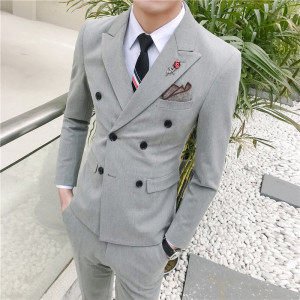秋装新款韩版休闲小西装 高品质双排扣西服套装三件套 TZ16图片