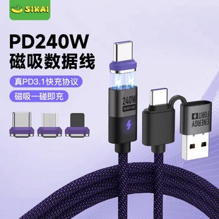 手机充电线快充数据线240W双TypeC磁吸ctoc安卓PD线公对公适用苹果17Promax快充华为手机小米15Spro充电线