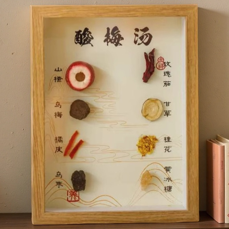 中医药膳汤方食疗同源药材标本中医文化馆装饰画中药文创展品