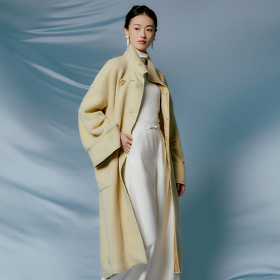 【闪购价】生姜长款毛呢外套女冬季新款简约羊毛大衣11343109