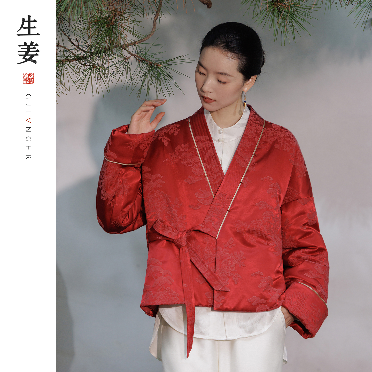 新中式女装25冬季新偏襟人丝棉衣