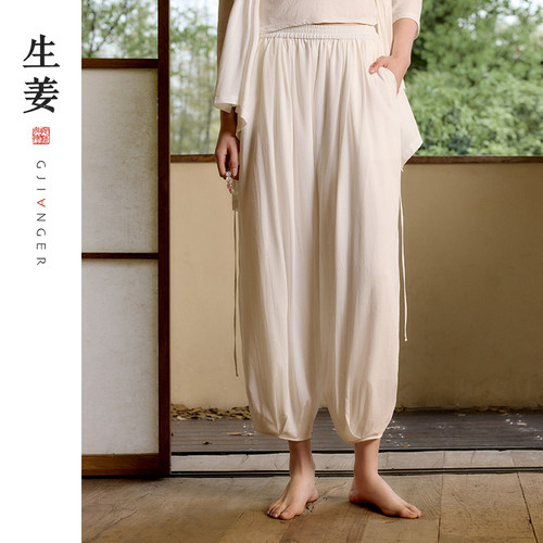 生姜2024夏季棉麻长裤