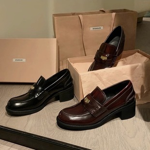 惠东县晨航鞋业店【苏家】牛皮版~张元英同款~阿miu金币粗跟懒人