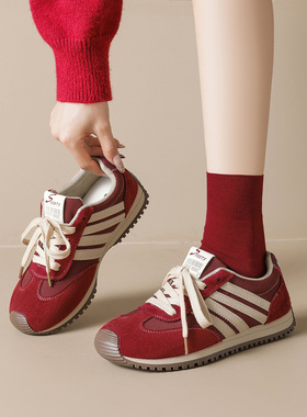 惠东县大岭威威制鞋厂威威女郎 789复古百搭红色德训鞋女2025