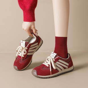 惠东县大岭威威制鞋厂威威女郎 789复古百搭红色德训鞋女2025