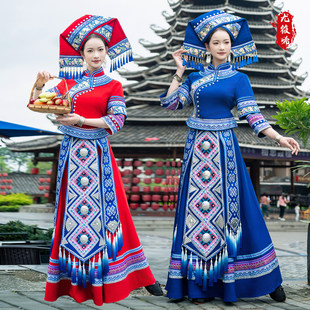 新款广西壮族三月三民族服装苗族瑶族侗族彝族男女长裙舞蹈服