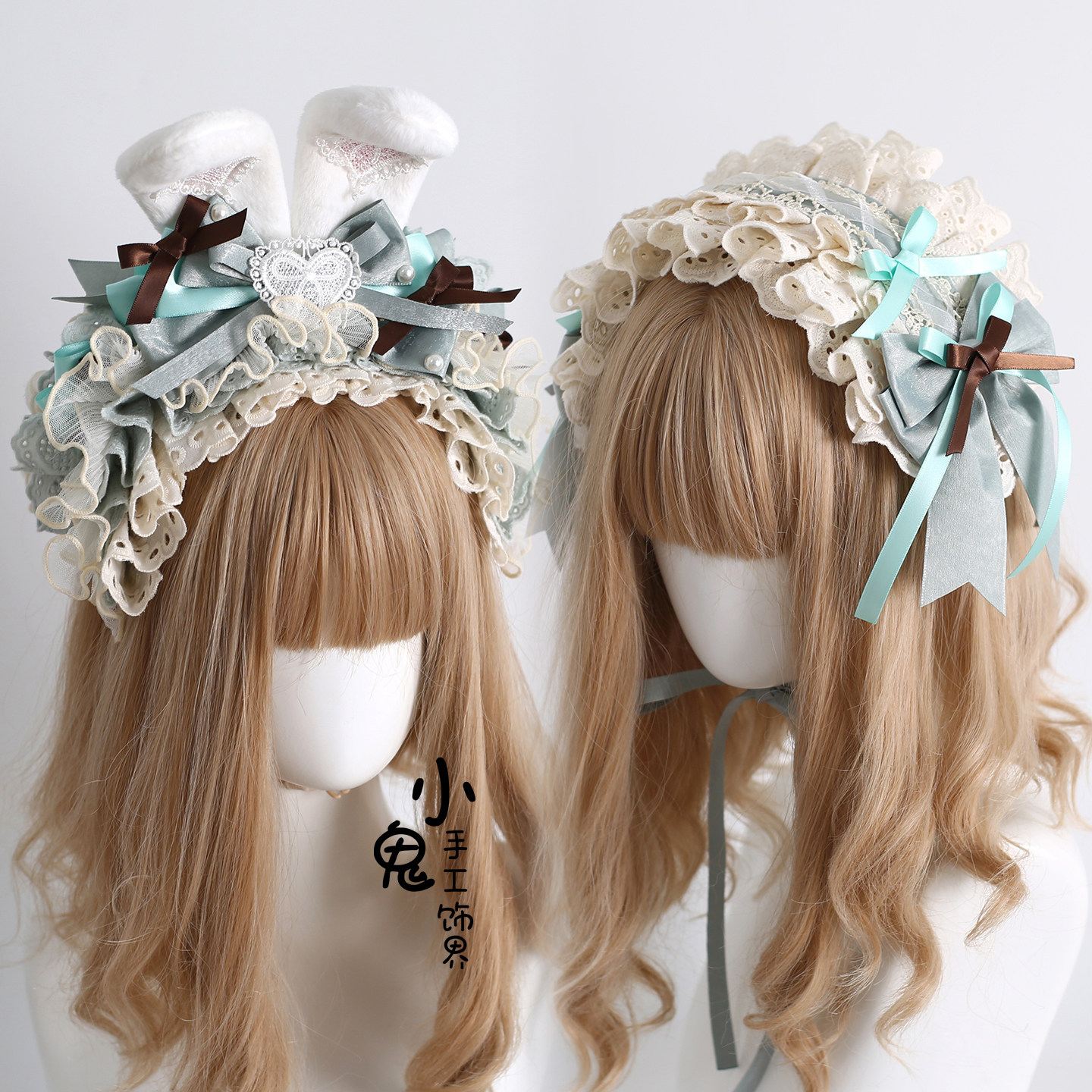 原创Lolita发饰薄荷巧小熊饼干薄巧芙芙蝴蝶结边夹巧克力蛋糕扁帽