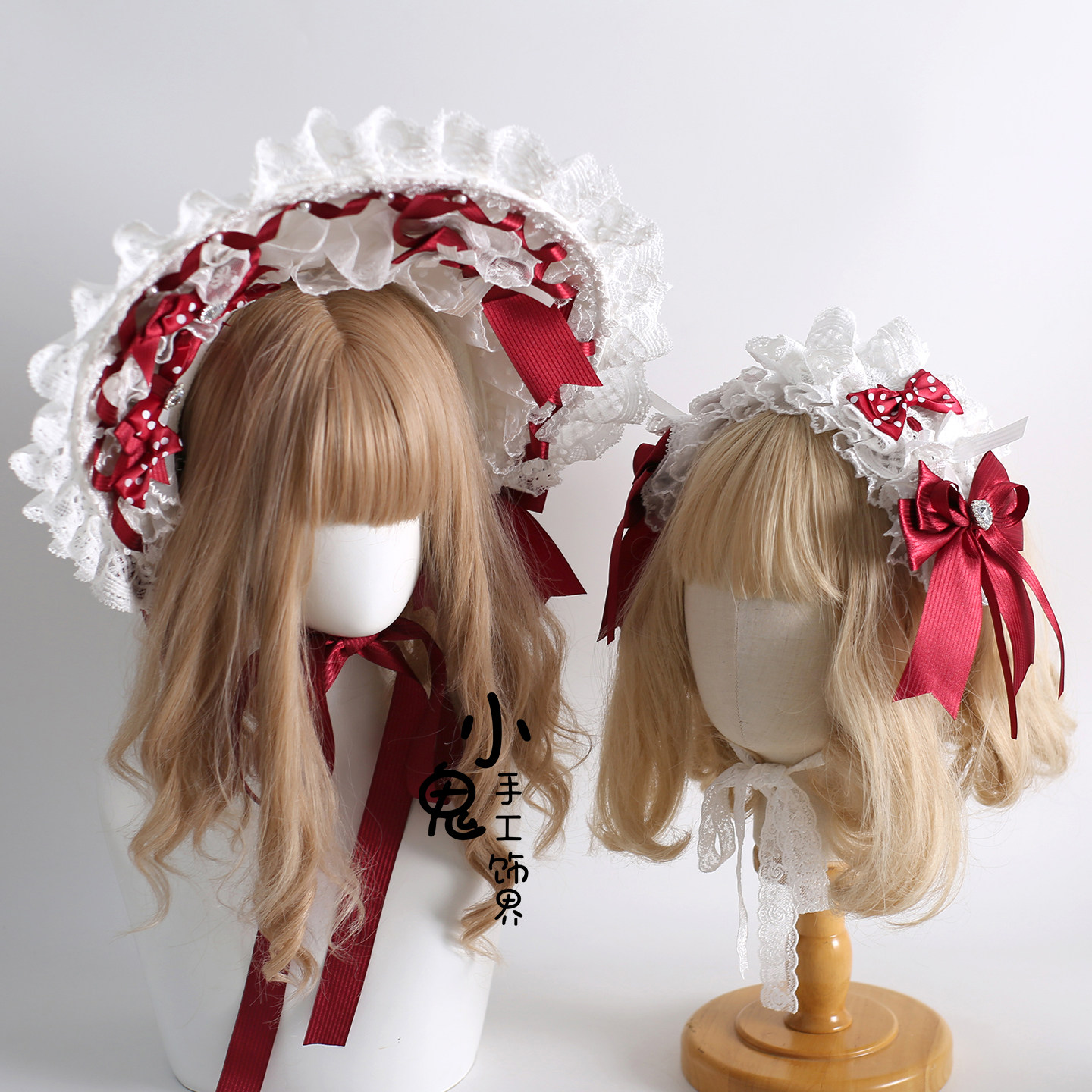 原创手作Lolita草莓天使华丽波奈特蛋糕帽蝴蝶结发带发夹礼帽发饰