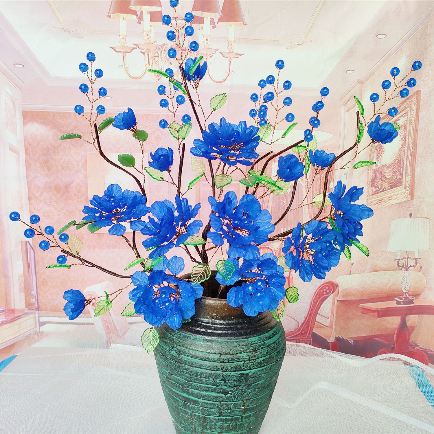 富贵牡丹材料包diy手工串珠饰品摆件不含花瓶自己做