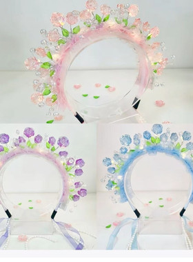 DIY 新品玫瑰仙子发箍簪花发女童手工缝纫DIY材料套装 非成品