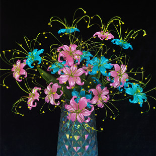 嘉兰火焰百合手工串珠diy材料包abs材质家居摆件礼品自己做