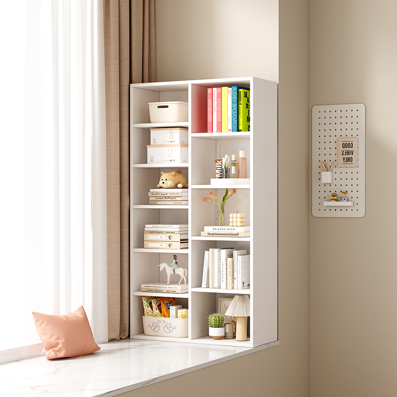 实木书架置物架落地小书柜窗台儿童卧室学生飘窗柜阳台收纳白矮柜