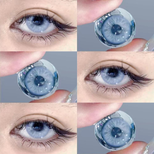 蓝毒色美瞳半年抛混血感日常三明治大小直径隐形眼镜官方正品 0xx