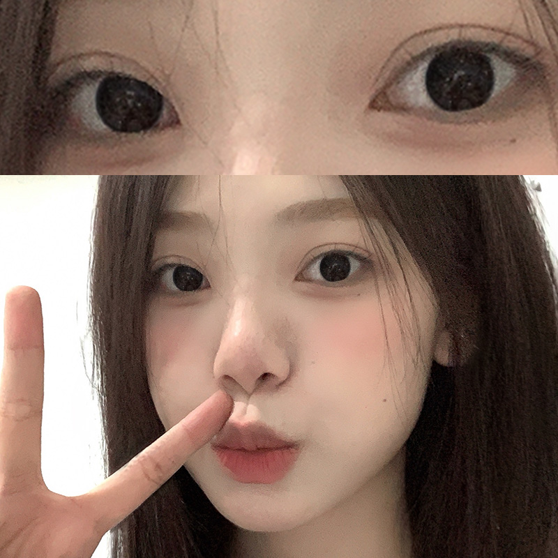 OVOLOOK黑色美瞳半年抛2片自然款休闲学生党可爱素颜正品官方0xx