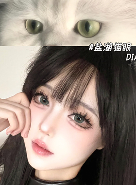 盐湖猫眼美瞳半年抛青灰绿色混血高透氧大直径隐形眼镜LX旗舰店TN