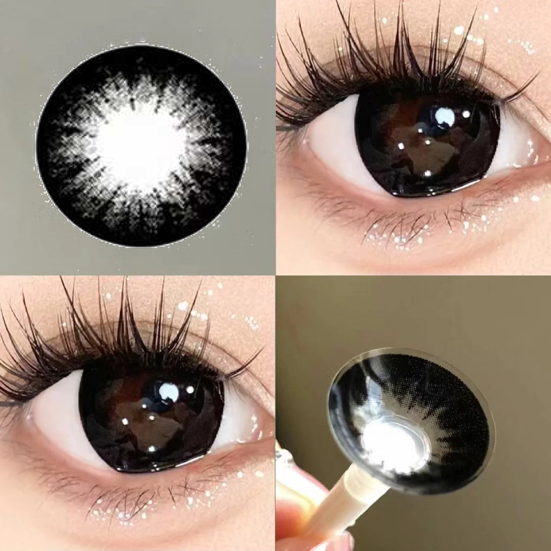 妙眸新款大美目黑色美瞳年抛混血放大眼睛近视隐形眼镜正品2片zy