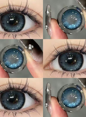 蓝色美瞳半年抛大直径蓝色cos混血款彩色隐形近视眼镜官方正品TF
