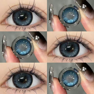 蓝色美瞳半年抛大直径蓝色cos混血款 彩色隐形近视眼镜官方正品