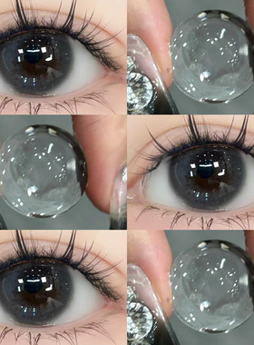 美瞳半年抛灰色大直径无锁边白开水初恋眼学生近视女隐形眼镜博yc
