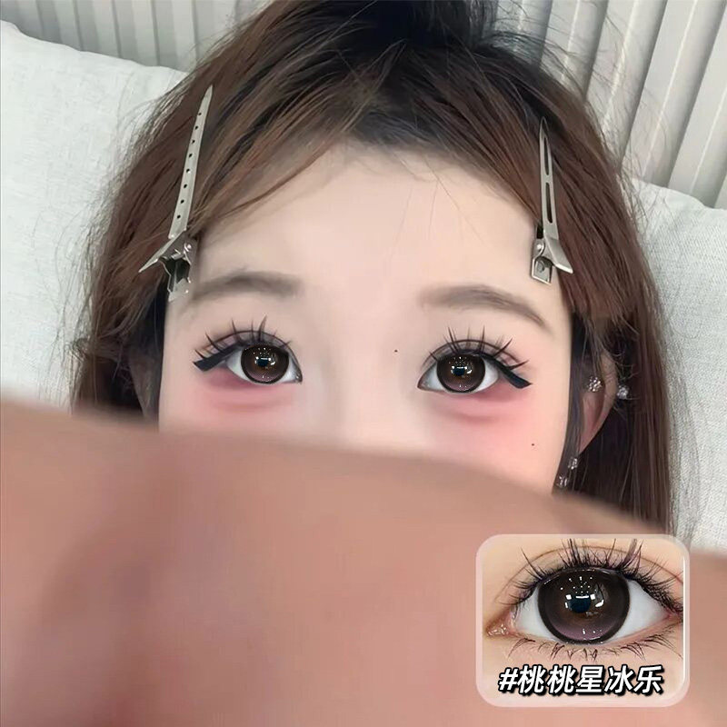 桃桃星冰乐美瞳半年抛粉色混血三明治工艺大直径隐形眼镜WF正品TN图片