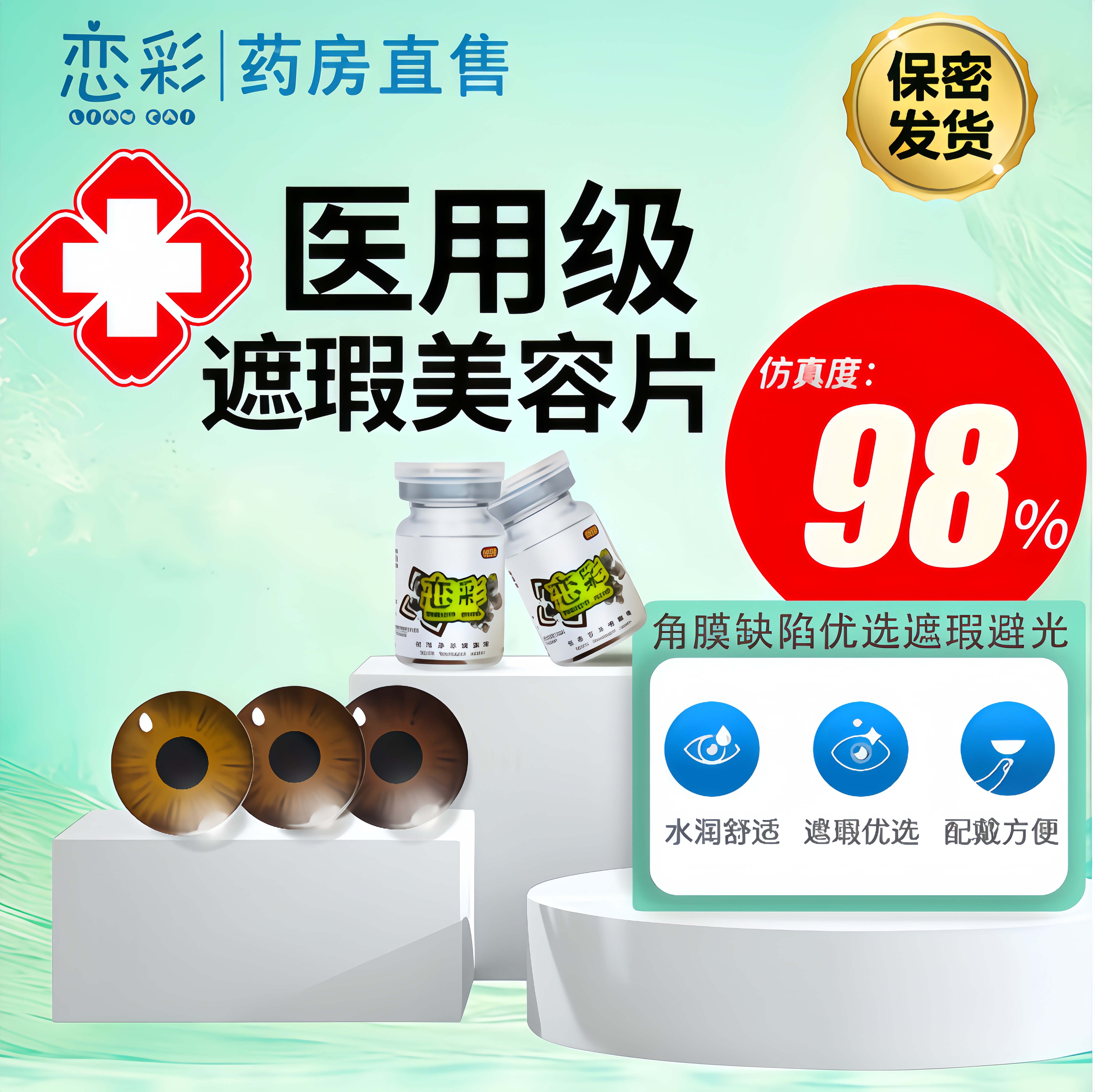 恋彩医用无视力盲片隐形眼镜图片