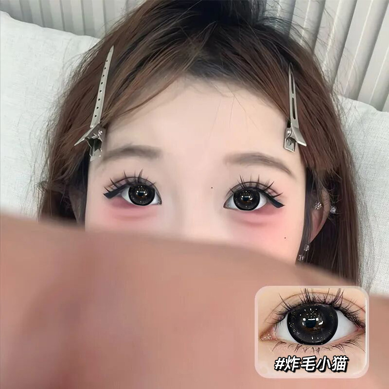 炸毛小猫美瞳半年抛黑色扩瞳大直径瞳趣星球隐形眼镜WF官方正品TN