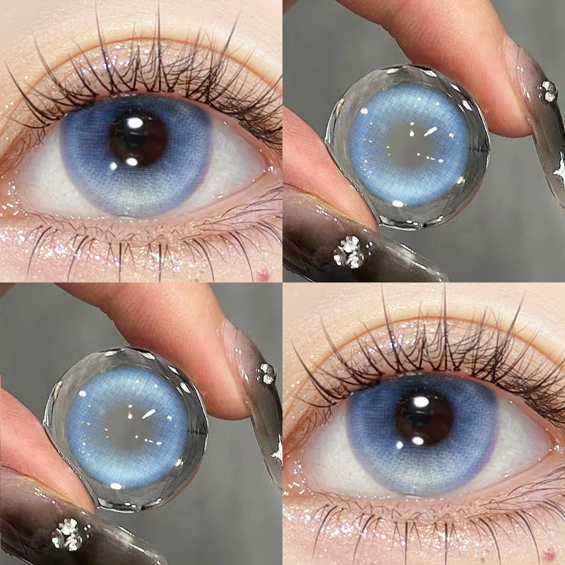 蓝色美瞳半年抛混血小直径无锁边正品官网彩色隐形眼镜旗舰店1xx